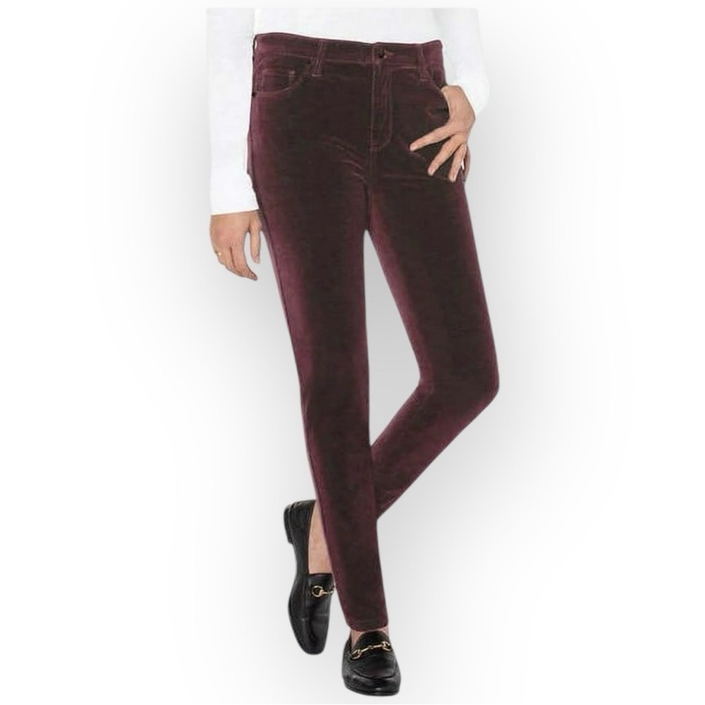 Well Worn Deep Purple Luxe Velvet High Rise Tapered Leg Jeans Size 8/29
